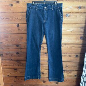 LACOSTE Designer Flare Leg Dark Denim Jeans Size 44/10